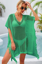 Angel Wings Fringe Trim Openwork Cover Up - Ladyez