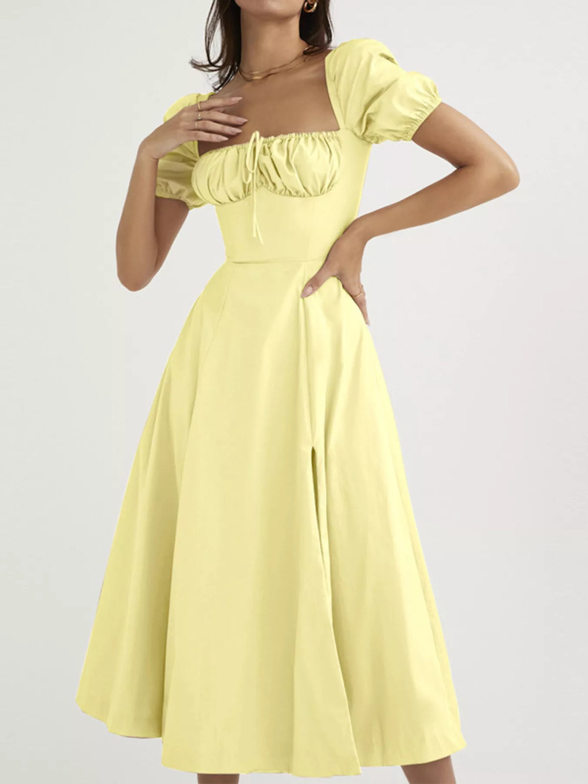 Full Size Slit Short Sleeve Midi Dress Plus Size