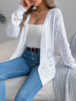 Openwork Open Front Long Sleeve Cardigan