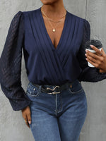 Perfee Ruched Surplice Long Sleeve Bodysuit - Ladyez