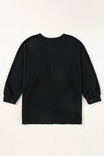 Side Slit V-Neck Long Sleeve Top