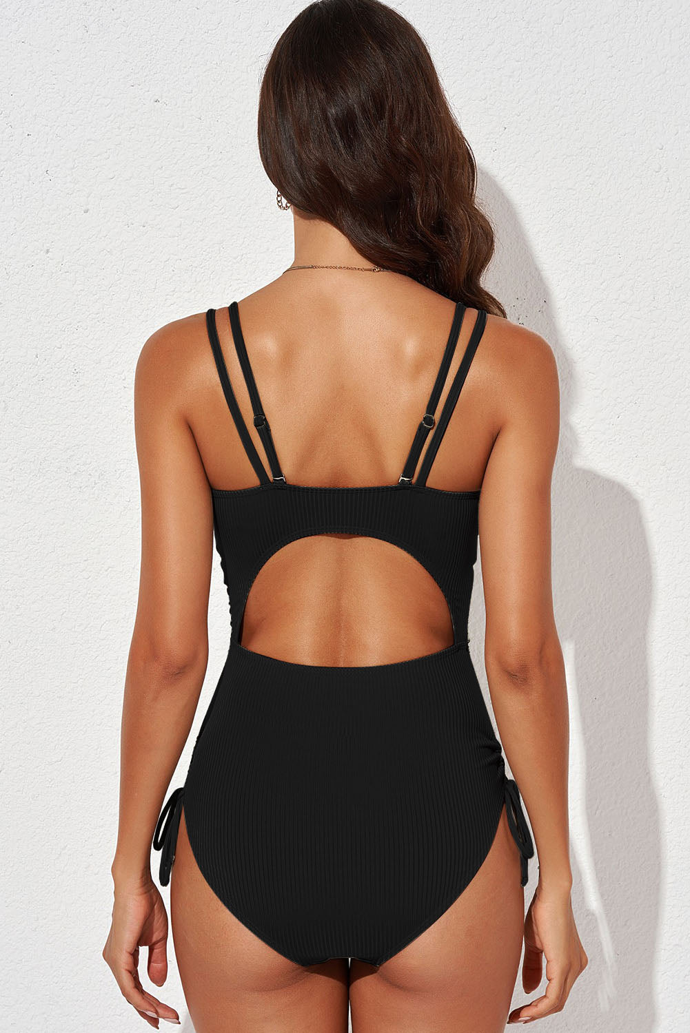 Tied Cutout Plunge One-Piece Swimsuit - Ladyez