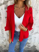 Full Size Open Front 3/4 Sleeve Casual Cardigan Plus Size