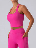 Square Neck Racerback Cropped Tank - Ladyez