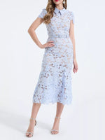 Floral Lace Short Sleeve Midi Dress