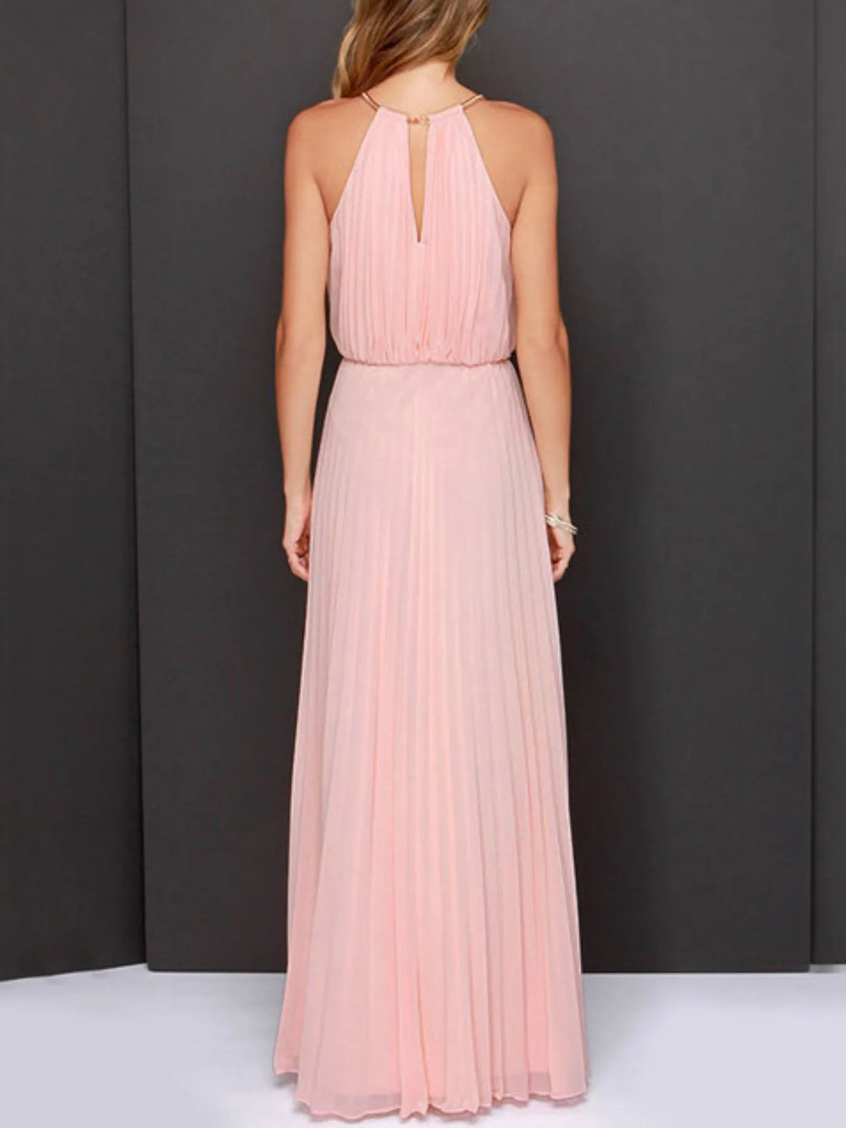 Pleated Sleeveless Maxi Tank Dress - Ladyez