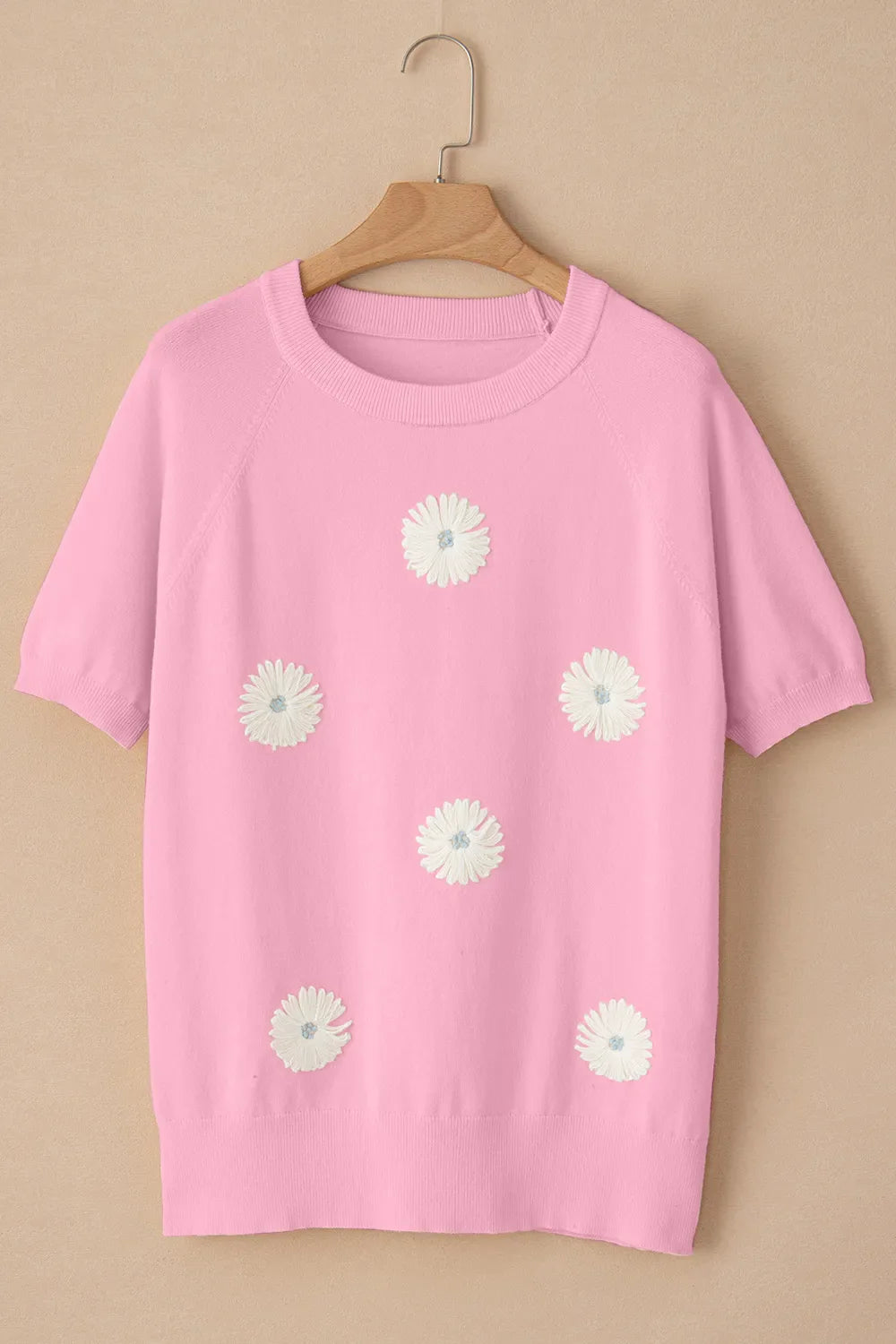 Daisy Round Neck Short Sleeve Knit Top