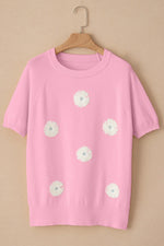 Daisy Round Neck Short Sleeve Knit Top