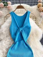 Knot Back Sleeveless Knit Bodycon Midi Dres