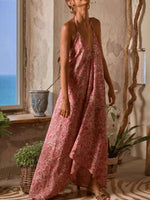 Printed Halter Neck Maxi Cami Dress - Ladyez