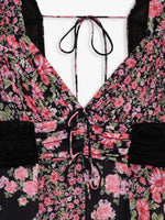 Ruffled Floral Print Half Sleeve Dress