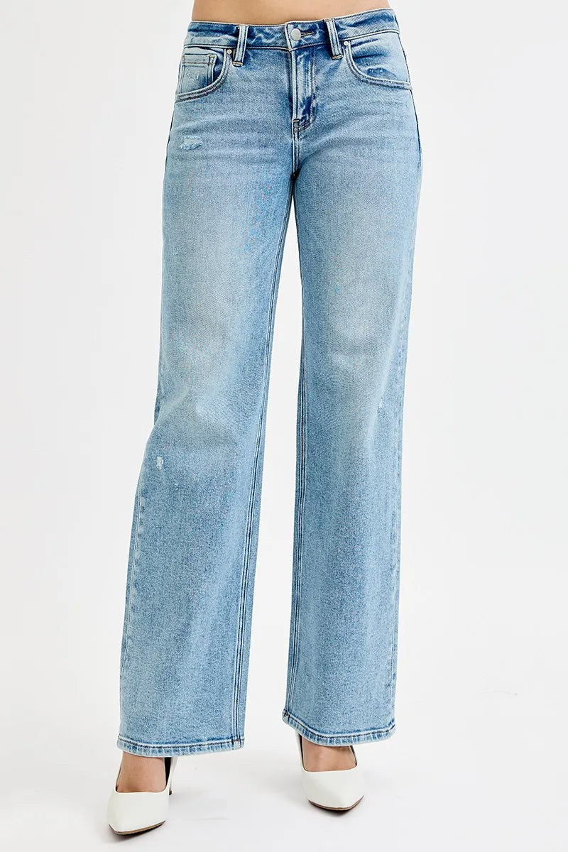 RISEN Full Size Low Rise Ankle Boyfriend Distressed Jeans Plus Size - Ladyez