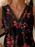 Printed V-Neck Tank - Ladyez