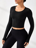 Round Neck Long Sleeve Active T-Shirt - Ladyez