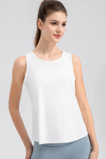 Wide Strap Round Neck Active Tank - Ladyez