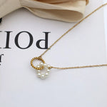 18K Gold-Plated Pearl Twisted Pendant Necklace
