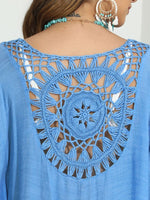 Tassel Crochet Round Neck Cover-Up - Ladyez