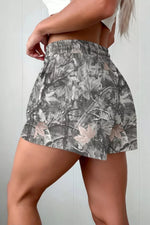 Abstract Maple Leaf Printed Tie Elastic Waist Shorts