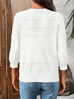 Textured Button-Front Cardigan with 3/4 Sleeves