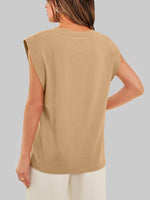 Florira Round Neck Cap Sleeve T-Shirt - Ladyez
