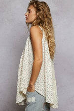 POL Floral Print Button-Front Lace Patchwork Tank Top - Ladyez