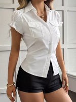 Elegant Ruffle Sleeve Button-Down Shirt