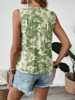 Printed Sleeveless Ruffle Peplum Blouse