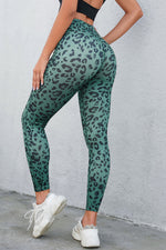 Leopard Print Wide Waistband Leggings - Ladyez