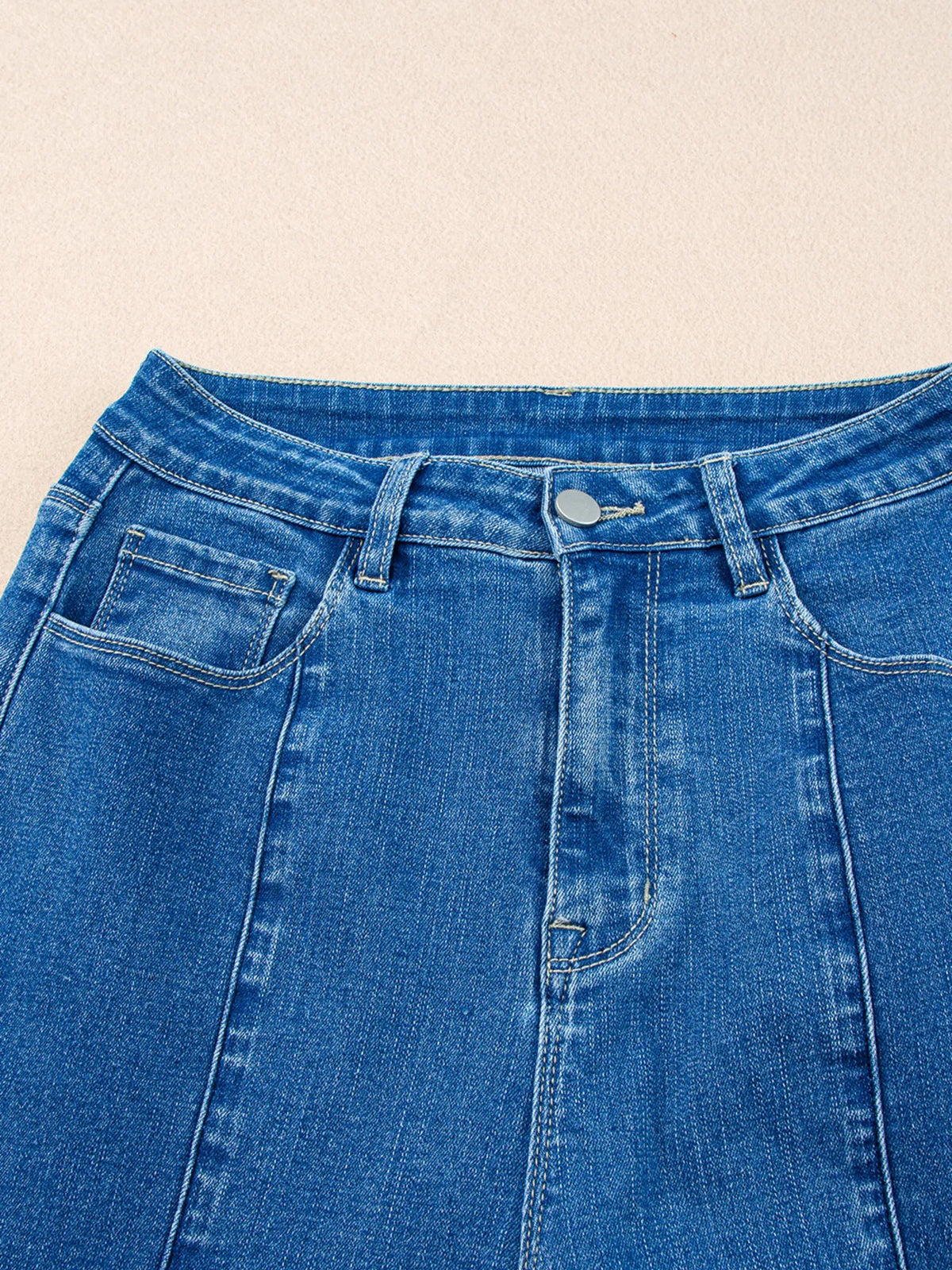 Seam Detail Flared Bottom Ankle Length Jeans - Ladyez