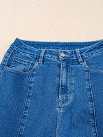 Seam Detail Flared Bottom Ankle Length Jeans - Ladyez