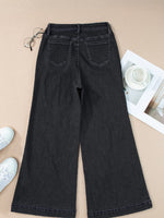 Seam Detail Flared Bottom Ankle Length Jeans - Ladyez