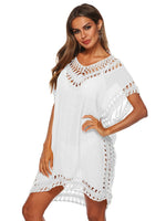 Bohemian Crochet Trim Beach Cover Up Dress - Ladyez