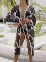 Crochet Trim Open Front Cover-Up - Ladyez