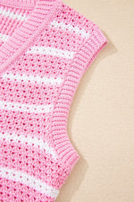 Striped Button-Up Knit Sweater Vest