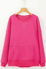 Solid Color Round Neck Long Sleeve Sweatshirt