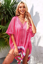 Angel Wings Rainbow Stripe Openwork Slit Cover-Up - Ladyez