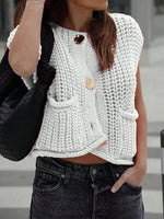 Chunky Knit Button-Down Sweater Vest