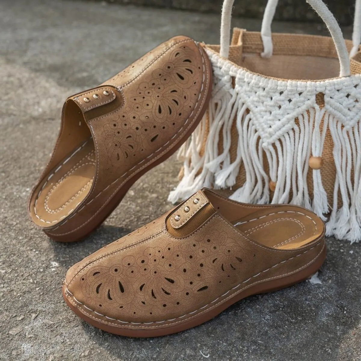 Round Toe Cutout Slip-Ons
