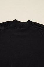 Round Neck Top and Skirt Sweater Set