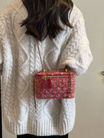 Tweed Crossbody Bag with Chain Strap