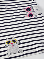 Children's Striped Cat Short Sleeve Dress