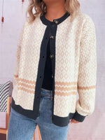 Geometric Pattern Button Up Cardigan