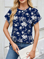 Printed Round Neck Short Sleeve Top