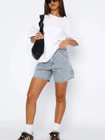 Washed High Rise Denim Shorts