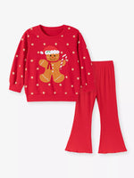 Children's Gingerbread Man Graphic Sweatshirt and Flared Pants Set