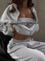 Zip Up Long Sleeve Outerwear and Pants Set