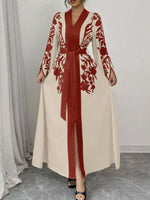 Printed Tie Waist Maxi Dress