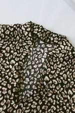 Leopard Notched Balloon Sleeve Dress