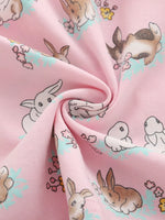 Children's Bunny Print Round Neck Casual Dress