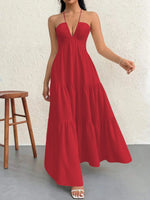 Halter Neck Tiered Maxi Dress - Ladyez